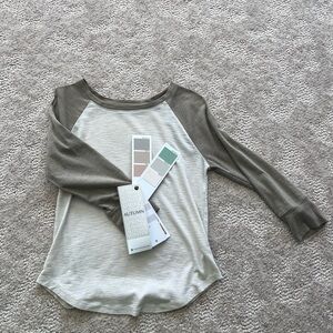 Olive Green and Cream Baseball Tee